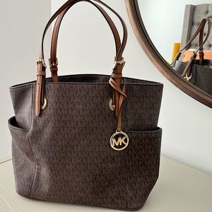 Michael Kors Brown Signature Coated Canvas and Leather tote